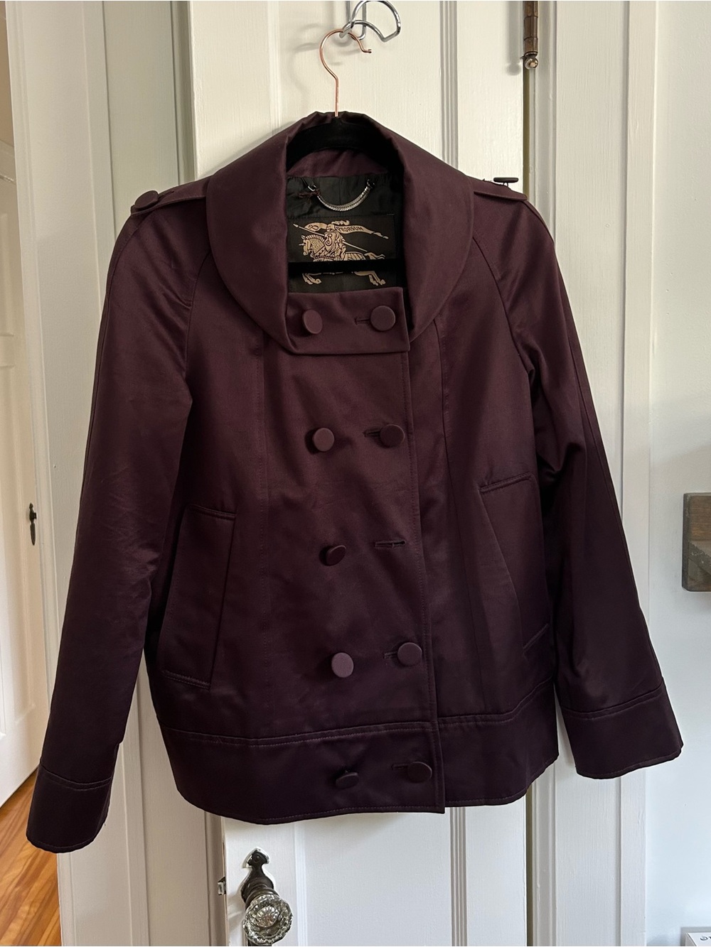 Burberry Deep Plum Double-Breasted Peacoat